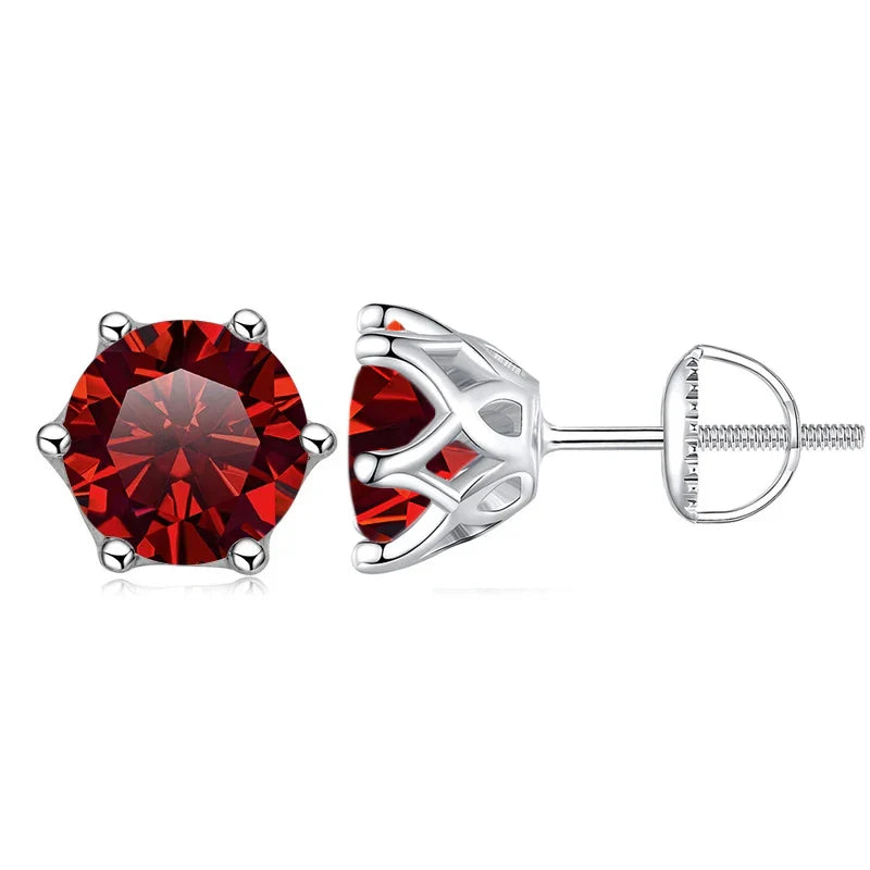 Moissanite Stud Earrings 0.5-2CT S925 Sterling Silver 18K 6-Prong Screw Backs BandsCo Straps