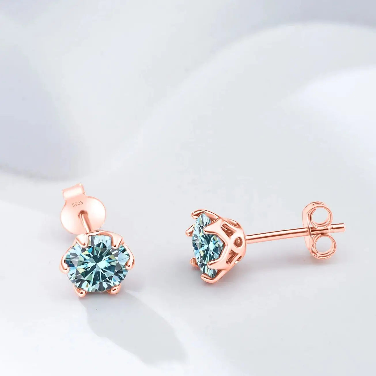 Moissanite Stud Earrings 0.5-2 CT 925 Sterling Silver Rose Gold Plated Gift BandsCo Straps