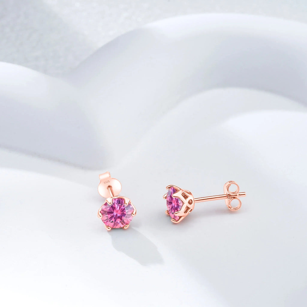 Moissanite Stud Earrings 0.5-2 CT 925 Sterling Silver Rose Gold Plated Gift BandsCo Straps