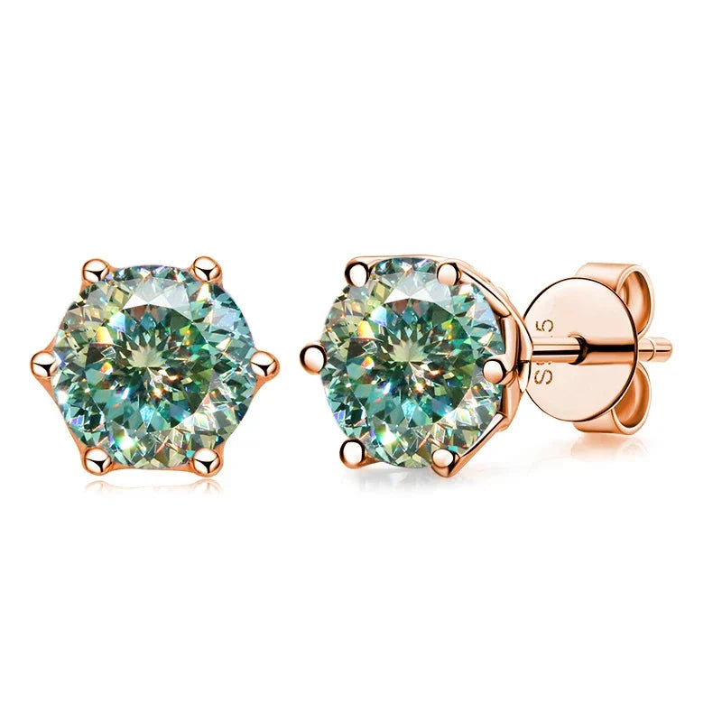 Moissanite Stud Earrings 0.5/1/2 CT Rose Gold Plated Sterling Silver 925 BandsCo Straps