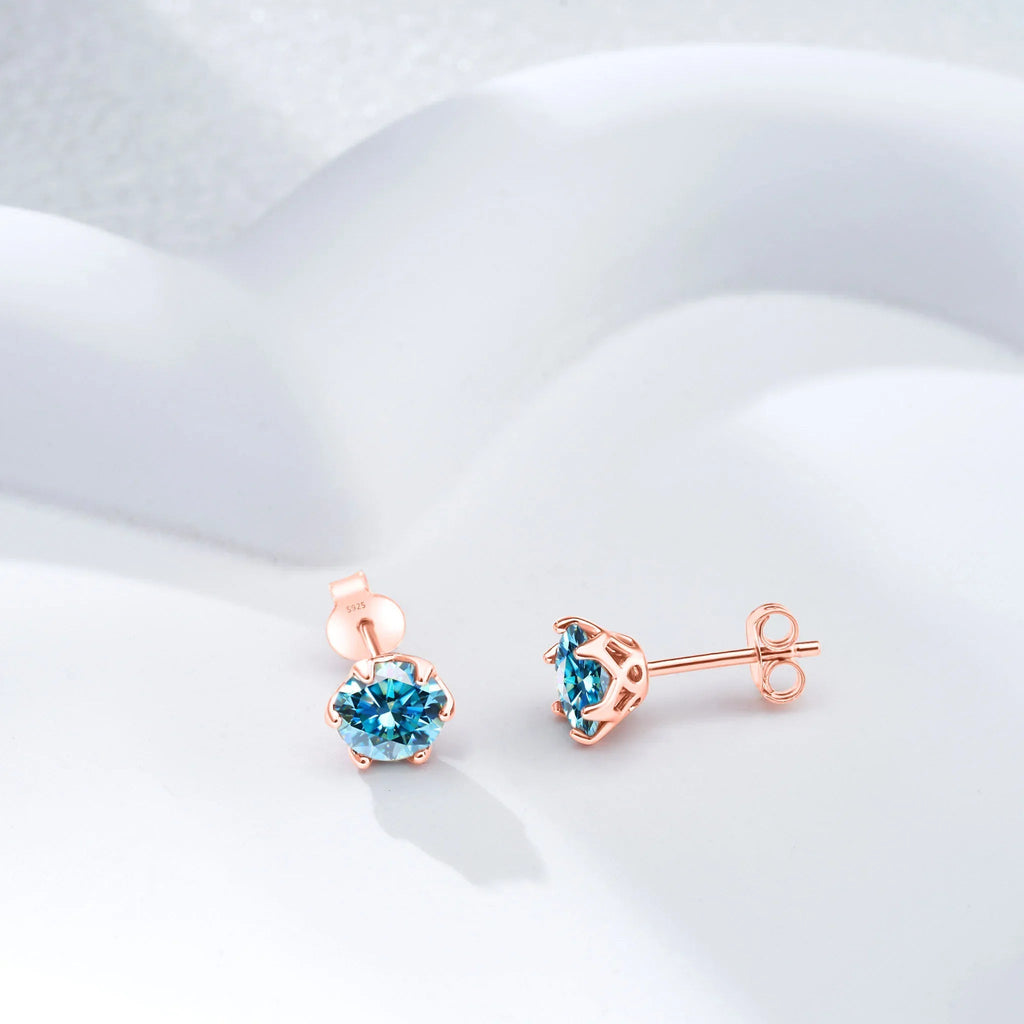 Moissanite Stud Earrings 0.5-2 CT 925 Sterling Silver Rose Gold Plated Gift BandsCo Straps