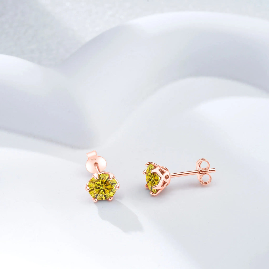 Moissanite Stud Earrings 0.5-2 CT 925 Sterling Silver Rose Gold Plated Gift BandsCo Straps
