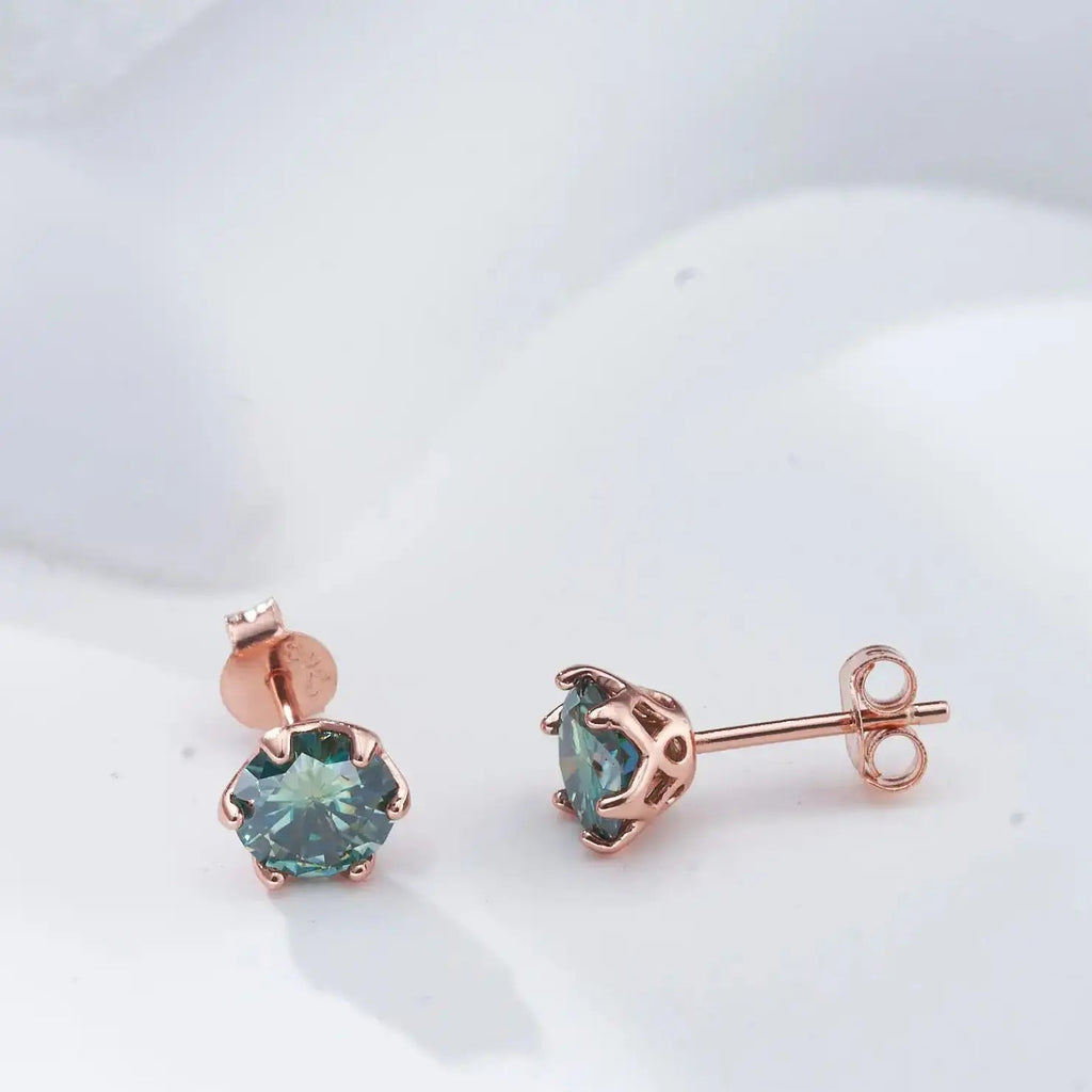 Moissanite Stud Earrings 0.5-2 CT 925 Sterling Silver Rose Gold Plated Gift BandsCo Straps