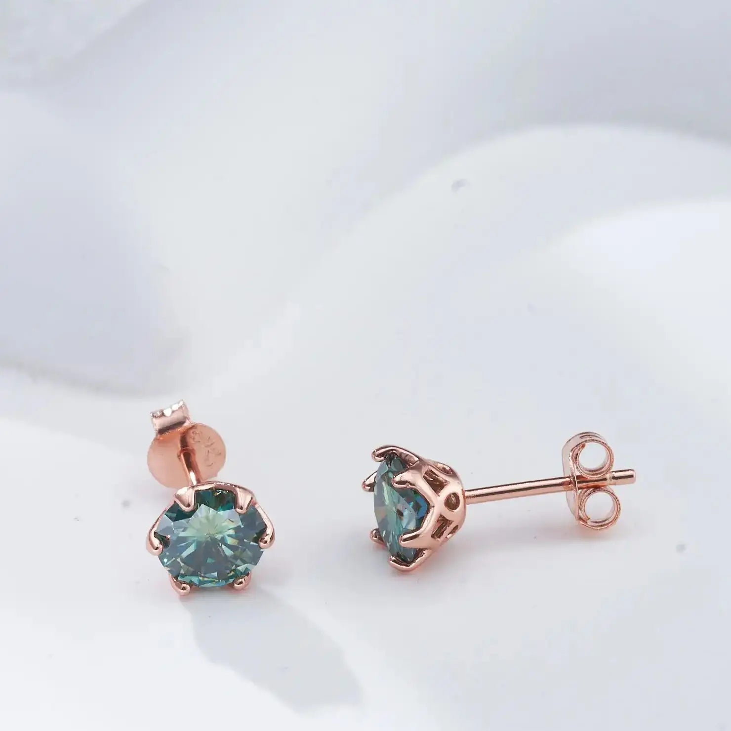 Moissanite Stud Earrings 0.5-2 CT 925 Sterling Silver Rose Gold Plated Gift BandsCo Straps