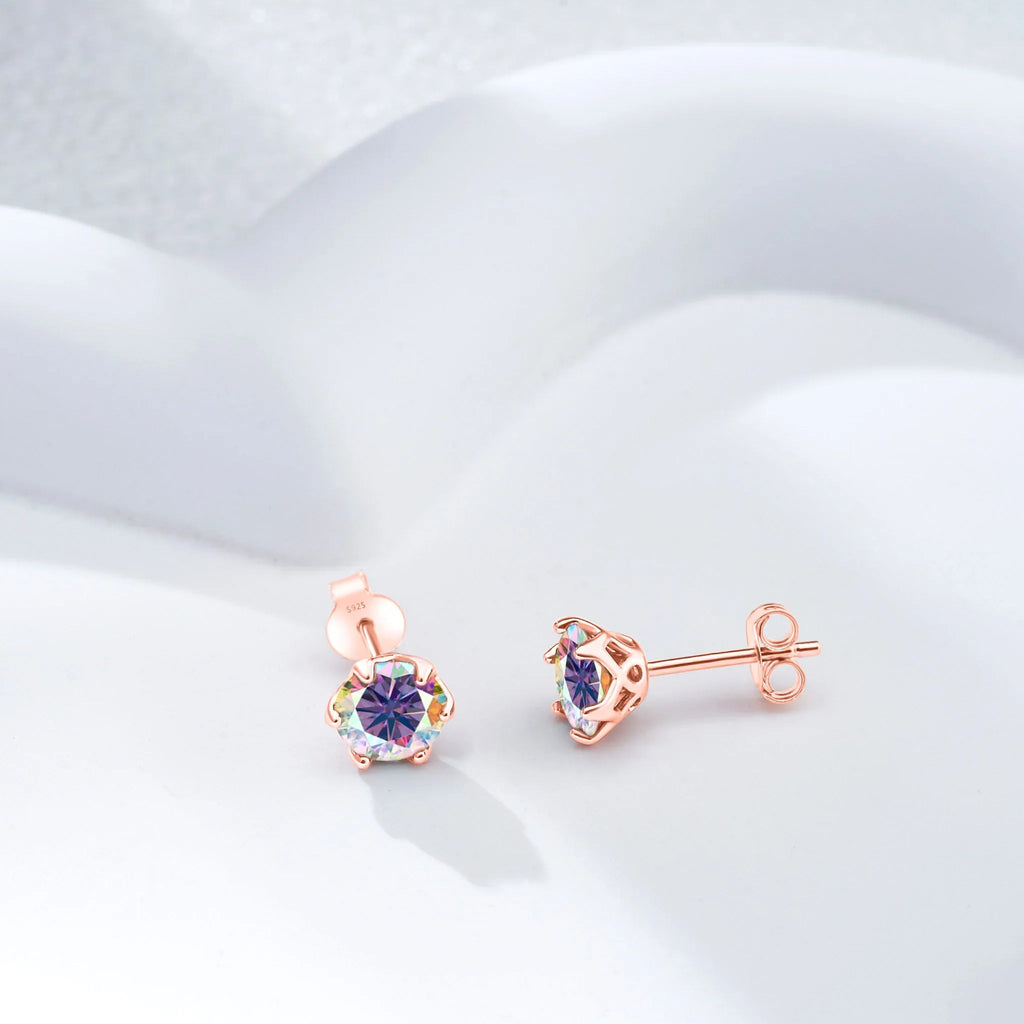 Moissanite Stud Earrings 0.5-2 CT 925 Sterling Silver Rose Gold Plated Gift BandsCo Straps