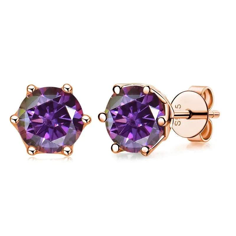 Moissanite Stud Earrings 0.5/1/2 CT Rose Gold Plated Sterling Silver 925 BandsCo Straps