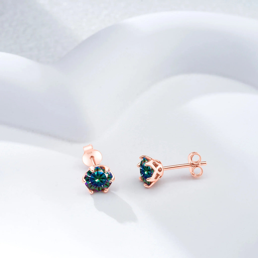 Moissanite Stud Earrings 0.5-2 CT 925 Sterling Silver Rose Gold Plated Gift BandsCo Straps