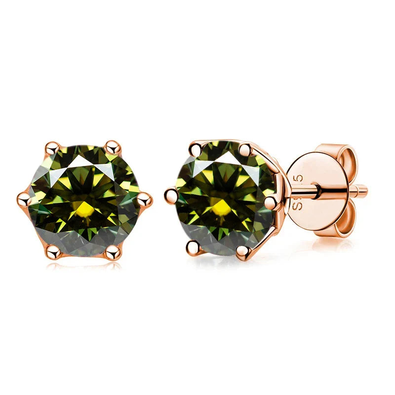 Moissanite Stud Earrings 0.5/1/2 CT Rose Gold Plated Sterling Silver 925 BandsCo Straps