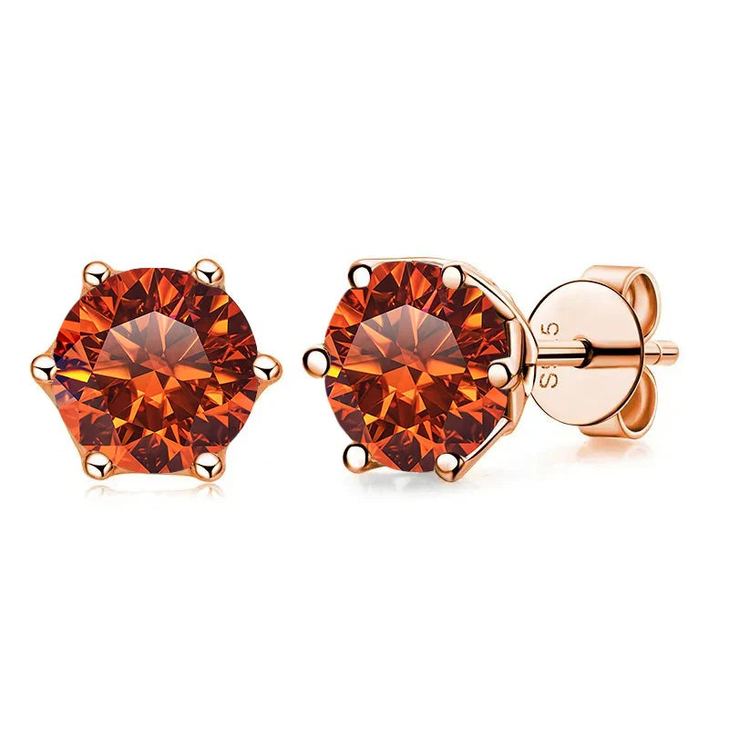 Moissanite Stud Earrings 0.5/1/2 CT Rose Gold Plated Sterling Silver 925 BandsCo Straps