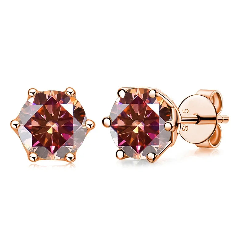Moissanite Stud Earrings 0.5/1/2 CT Rose Gold Plated Sterling Silver 925 BandsCo Straps