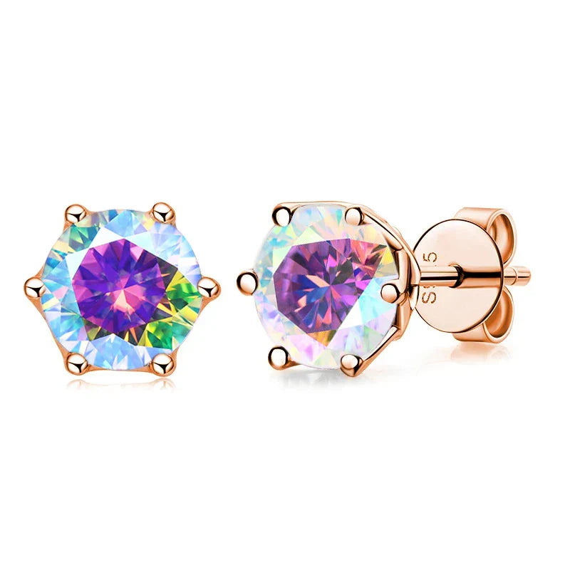 Moissanite Stud Earrings 0.5/1/2 CT Rose Gold Plated Sterling Silver 925 BandsCo Straps