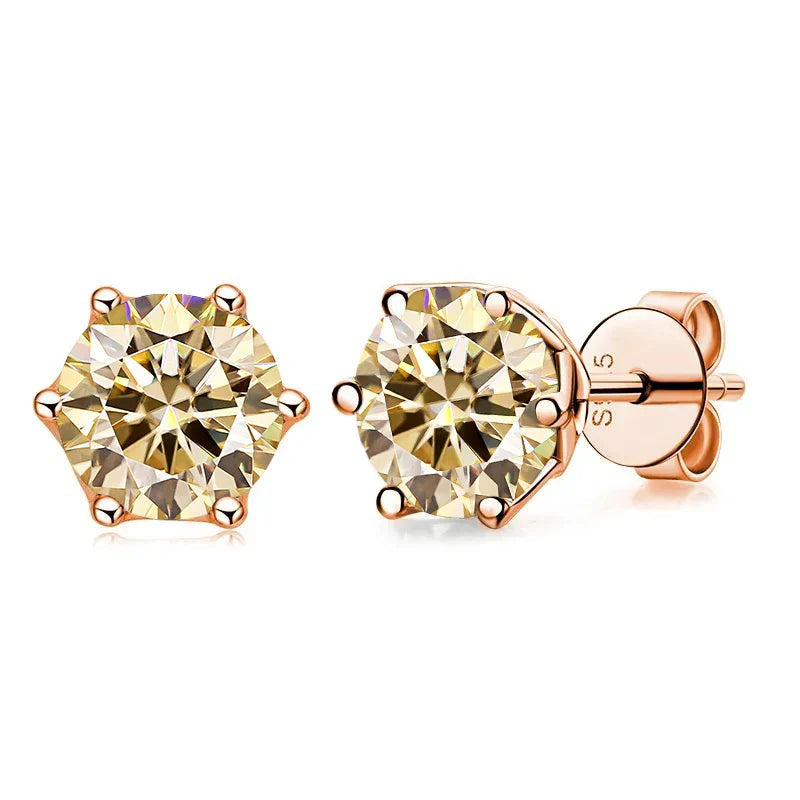 Moissanite Stud Earrings 0.5/1/2 CT Rose Gold Plated Sterling Silver 925 BandsCo Straps