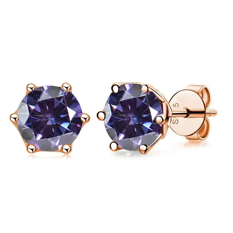 Moissanite Stud Earrings 0.5/1/2 CT Rose Gold Plated Sterling Silver 925 BandsCo Straps