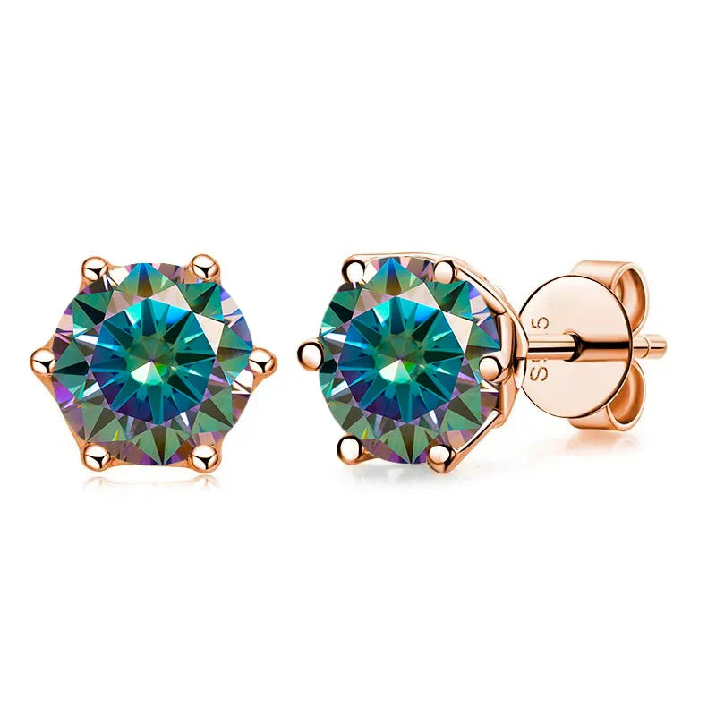Moissanite Stud Earrings 0.5/1/2 CT Rose Gold Plated Sterling Silver 925 BandsCo Straps