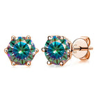 Moissanite Stud Earrings 0.5/1/2 CT Rose Gold Plated Sterling Silver 925 BandsCo Straps