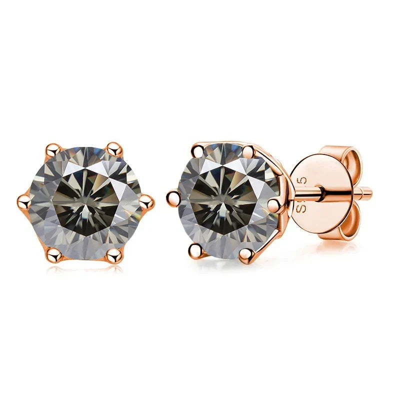 Moissanite Stud Earrings 0.5/1/2 CT Rose Gold Plated Sterling Silver 925 BandsCo Straps