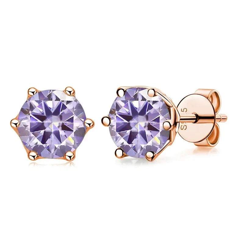 Moissanite Stud Earrings 0.5/1/2 CT Rose Gold Plated Sterling Silver 925 BandsCo Straps