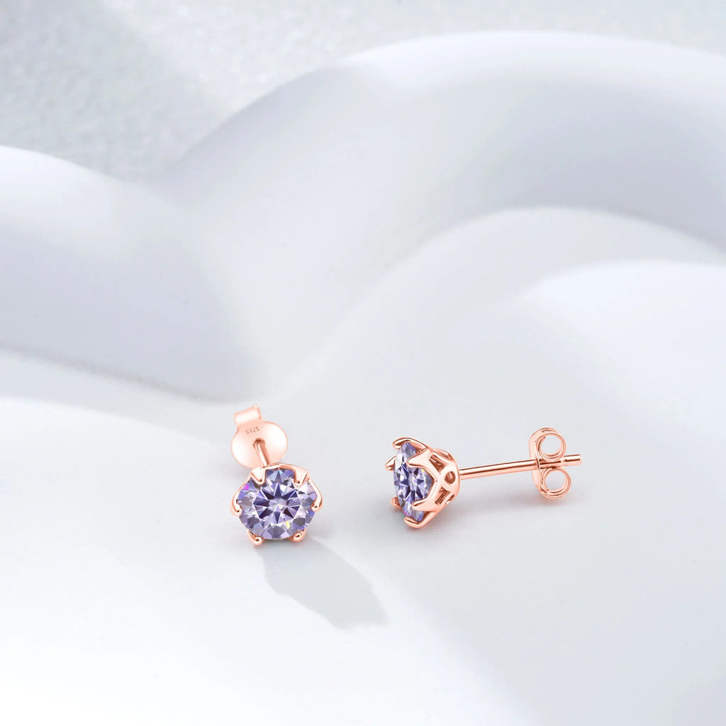 Moissanite Stud Earrings 0.5-2 CT 925 Sterling Silver Rose Gold Plated Gift BandsCo Straps