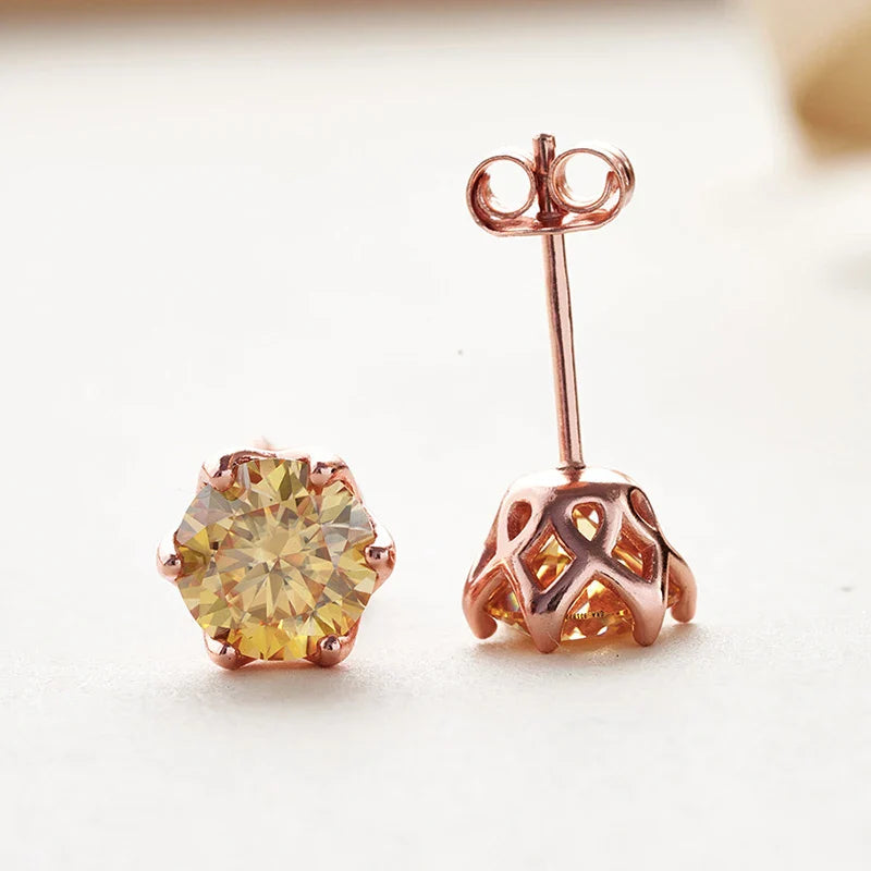 Moissanite Stud Earrings 0.5/1/2 CT Rose Gold Plated Sterling Silver 925 BandsCo Straps