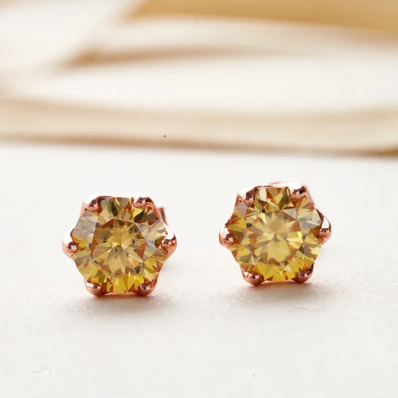 Moissanite Stud Earrings 0.5/1/2 CT Rose Gold Plated Sterling Silver 925 BandsCo Straps