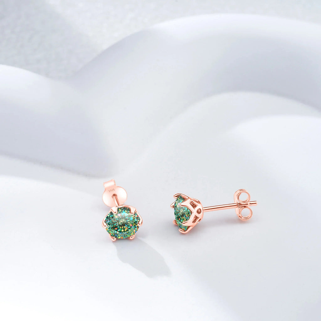 Moissanite Stud Earrings 0.5-2 CT 925 Sterling Silver Rose Gold Plated Gift BandsCo Straps