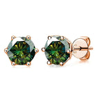 Moissanite Stud Earrings 0.5/1/2 CT Rose Gold Plated Sterling Silver 925 BandsCo Straps