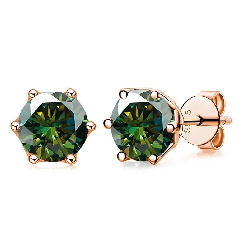 Moissanite Stud Earrings 0.5/1/2 CT Rose Gold Plated Sterling Silver 925 BandsCo Straps