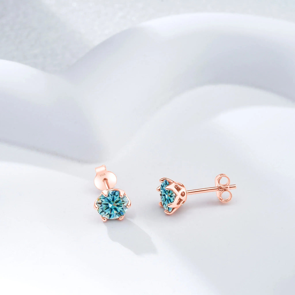 Moissanite Stud Earrings 0.5-2 CT 925 Sterling Silver Rose Gold Plated Gift BandsCo Straps