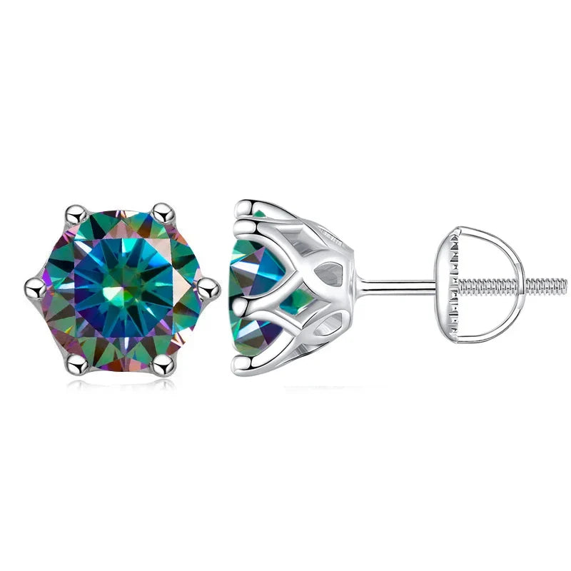 Moissanite Stud Earrings 0.5-2CT Screw Back S925 Sterling Silver 18K Plated BandsCo Straps