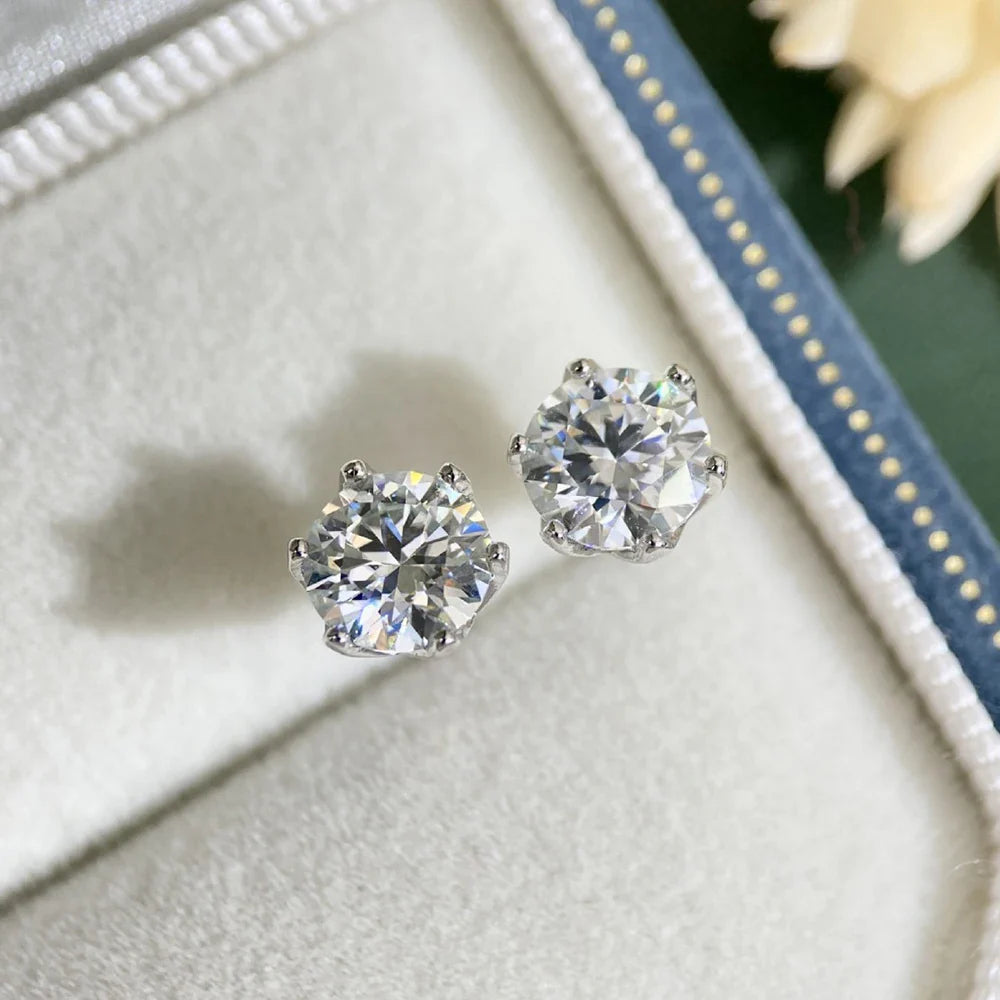 Moissanite Stud Earrings 0.5-2CT Screw Back S925 Sterling Silver 18K Plated BandsCo Straps