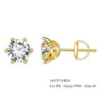 Moissanite Stud Earrings S925 Sterling Silver 6-Prong Round D Color 18K Bridal BandsCo Straps