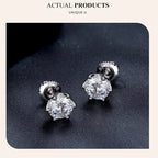 Moissanite Stud Earrings S925 Sterling Silver 6-Prong Round D Color 18K Bridal BandsCo Straps