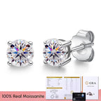 Moissanite Stud Earrings 0.1-3CT S925 Sterling Silver Platinum Plated Bride BandsCo Straps