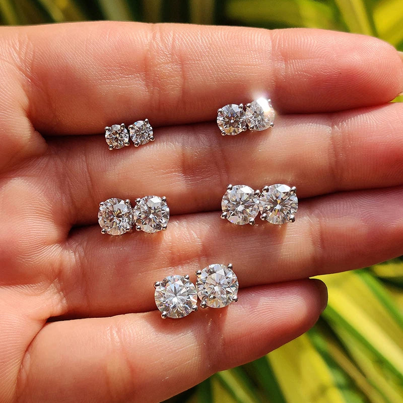 Moissanite Stud Earrings 0.1-3CT S925 Sterling Silver Platinum Plated Bride BandsCo Straps