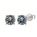 Moissanite Stud Earrings 0.3-3 Carat S925 Sterling Silver Gray Plated BandsCo Straps