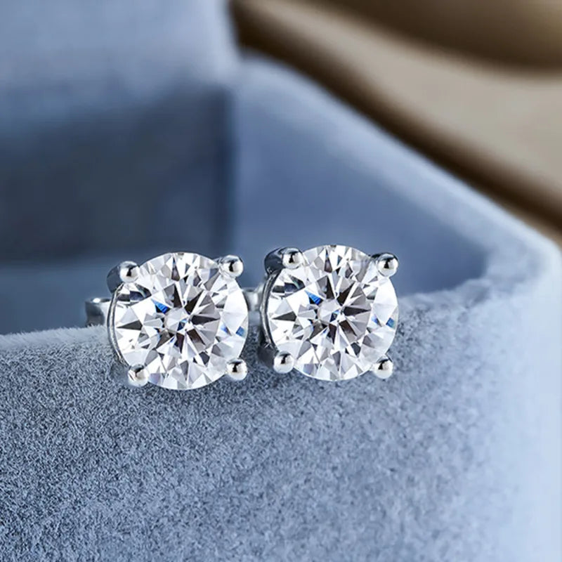Moissanite Stud Earrings 0.1-3CT S925 Sterling Silver Platinum Plated Bride BandsCo Straps