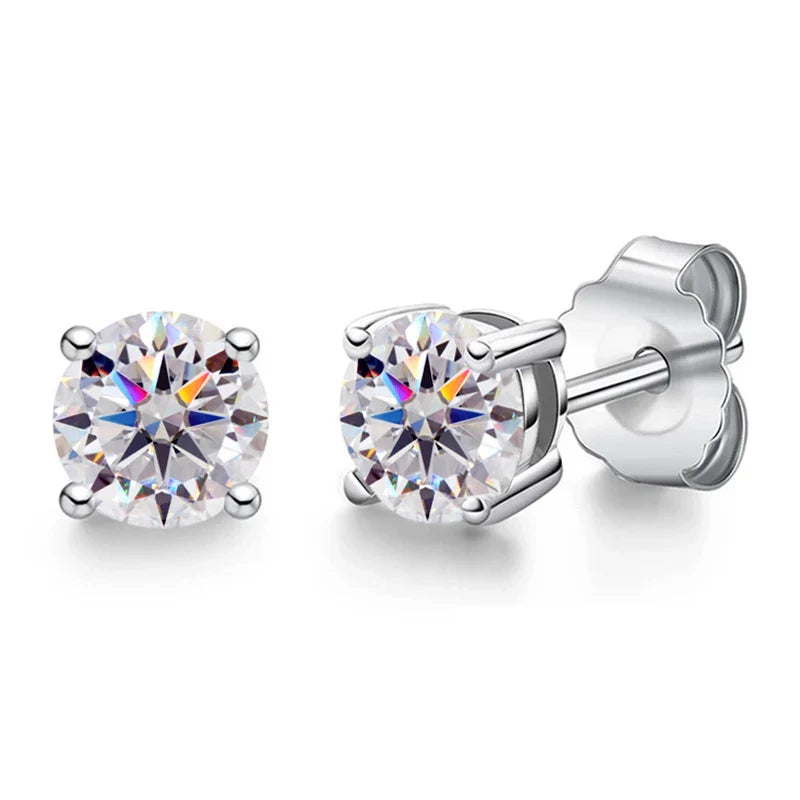 Moissanite Stud Earrings 0.1-3CT S925 Sterling Silver Platinum Plated Bride BandsCo Straps