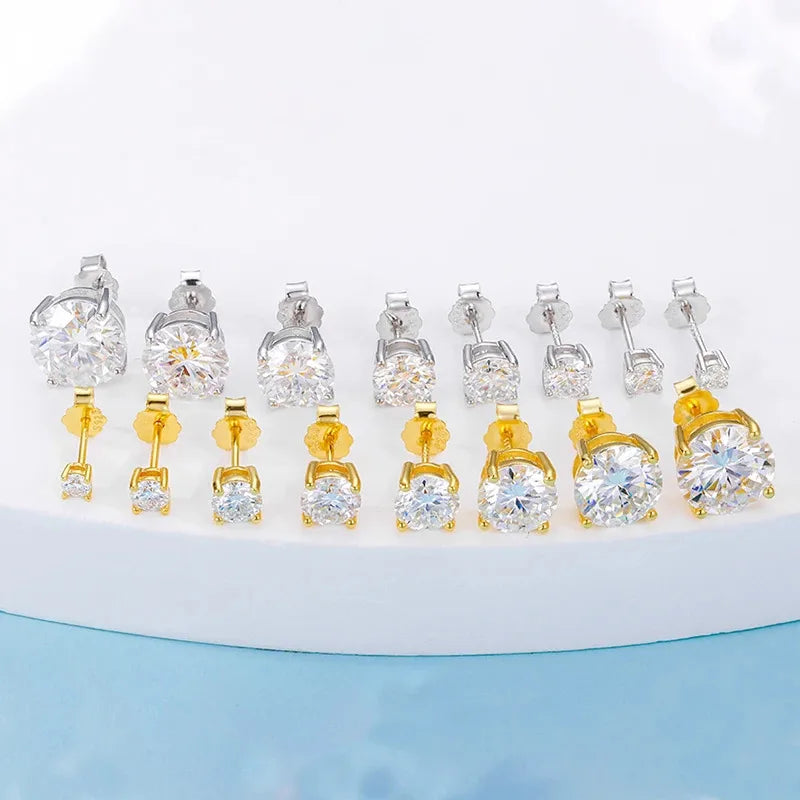 Moissanite Stud Earrings 0.1-3CT S925 Sterling Silver Platinum Plated Bride BandsCo Straps