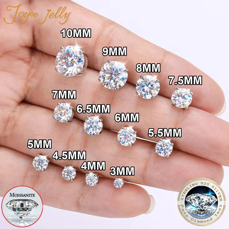 Moissanite Stud Earrings 0.1-3CT S925 Sterling Silver Platinum Plated Bride BandsCo Straps