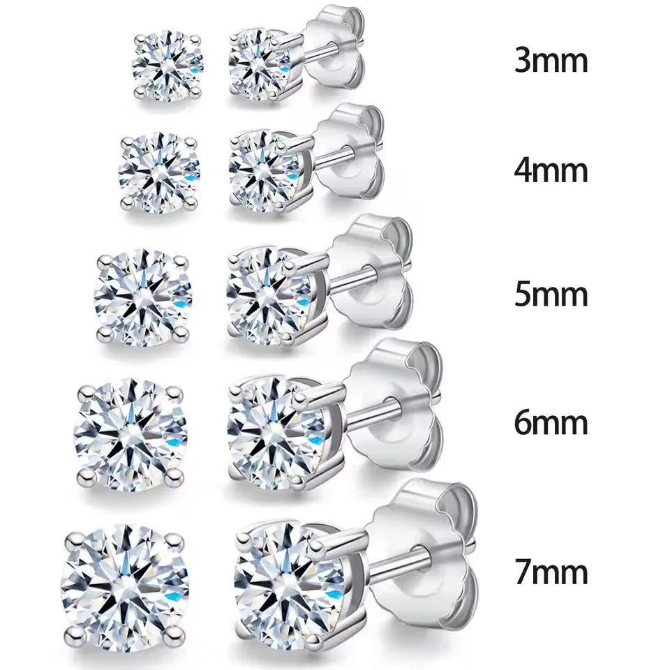 Moissanite Stud Earrings 0.1-3CT S925 Sterling Silver Platinum Plated Bride BandsCo Straps