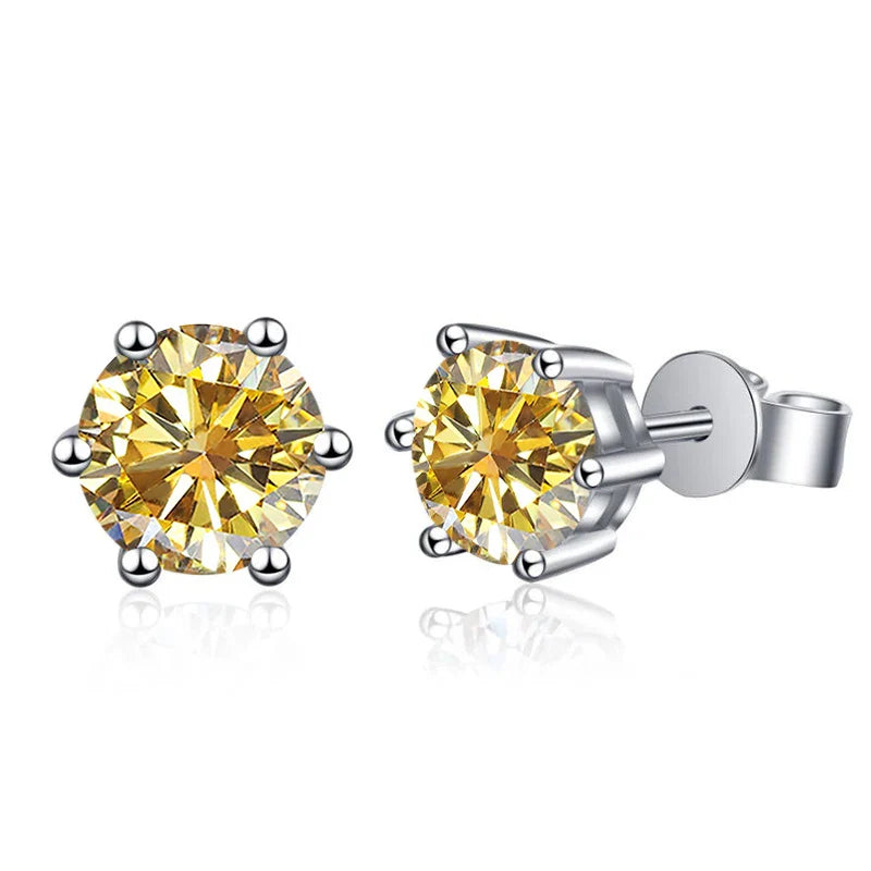 Moissanite Stud Earrings 1-6ct 21 Colors GRA Cert 925 Sterling Silver BandsCo Straps