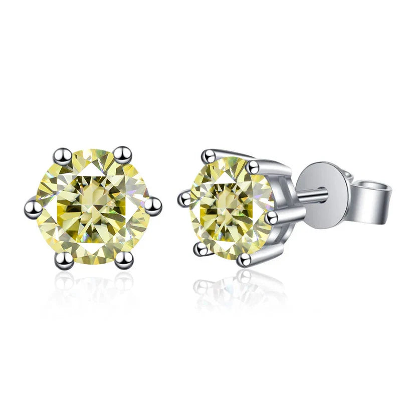 Moissanite Stud Earrings 1-6ct GRA Certified 21 Colors 925 Sterling Silver BandsCo Straps
