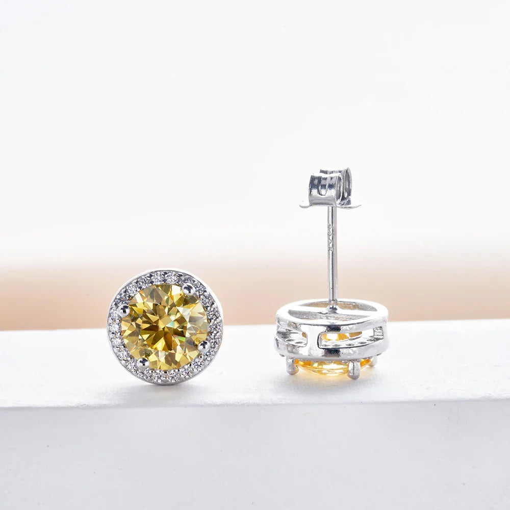 Moissanite Stud Earrings 0.8ct D Color 925 Sterling Silver 18K White Gold BandsCo Straps