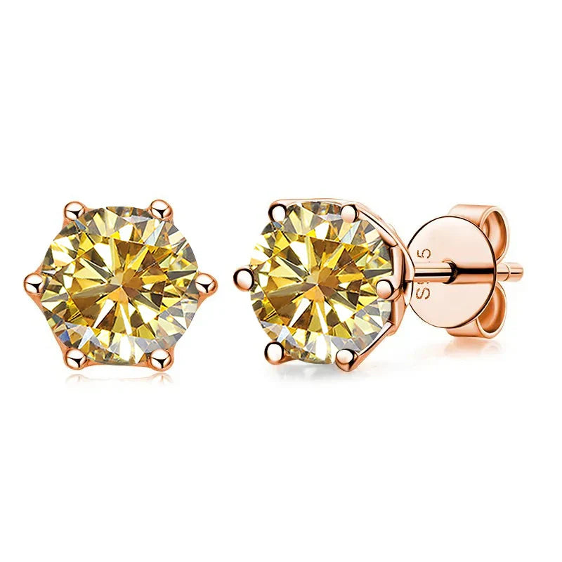 Moissanite Stud Earrings 0.5/1/2 CT Rose Gold Plated Sterling Silver 925 BandsCo Straps