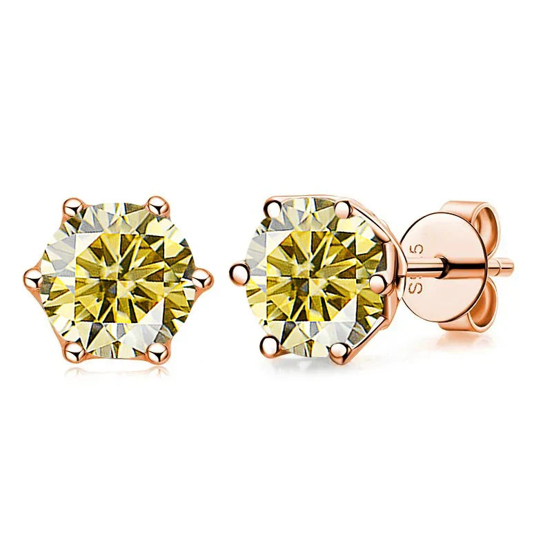 Moissanite Stud Earrings 0.5/1/2 CT Rose Gold Plated Sterling Silver 925 BandsCo Straps