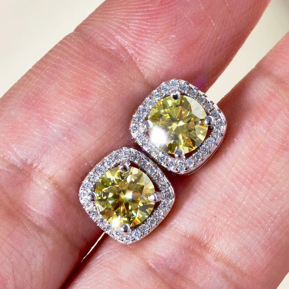 Moissanite Stud Earrings 925 Sterling Silver Round Cut Classic Women's Jewelry BandsCo Straps