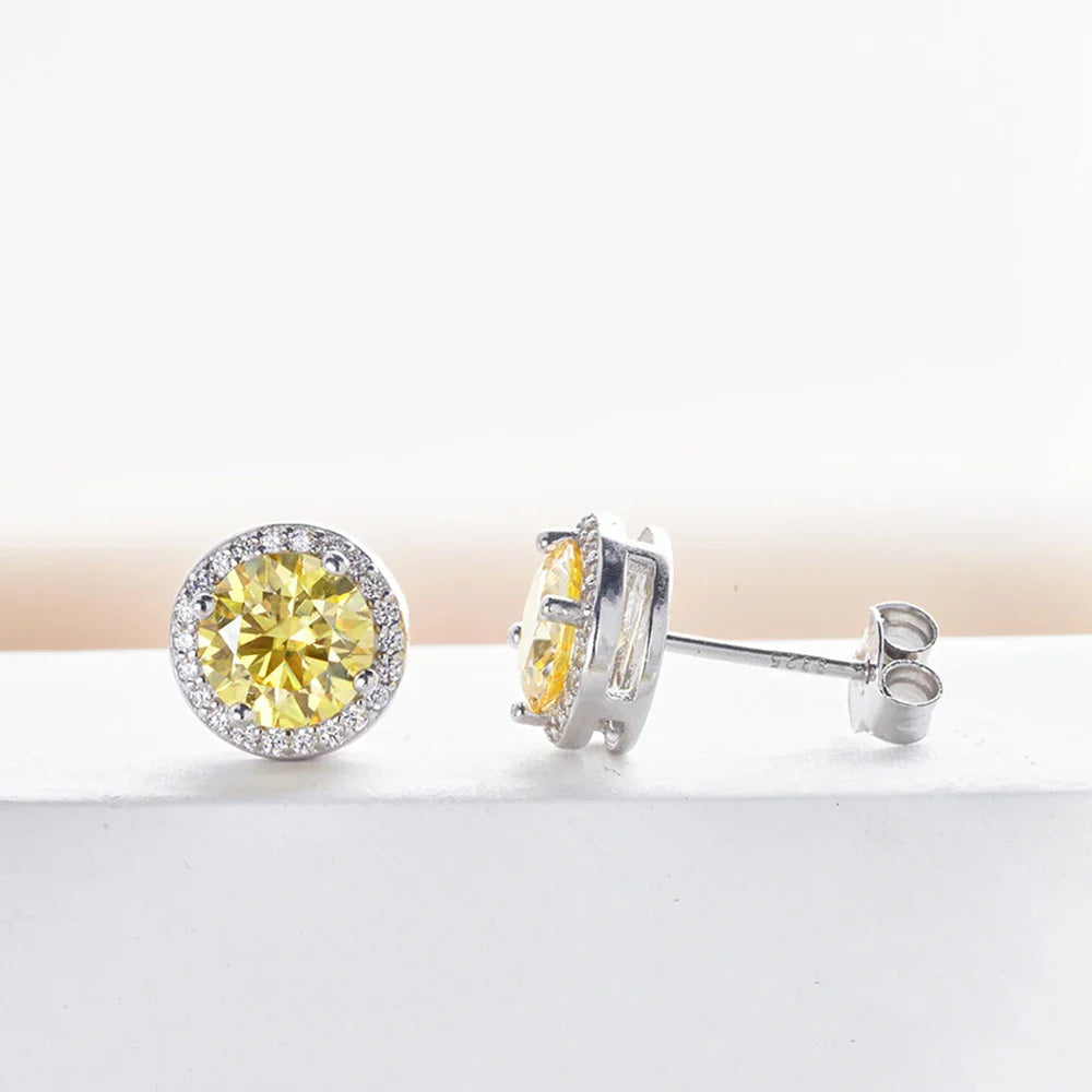 Moissanite Stud Earrings 0.8ct D Color 925 Sterling Silver 18K White Gold BandsCo Straps