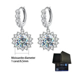 Moissanite Sunflower Drop Earrings 925 Sterling Silver Dainty Wedding Banquet BandsCo Straps
