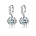 Moissanite Sunflower Drop Earrings 925 Sterling Silver Dainty Wedding Banquet BandsCo Straps