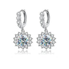 Moissanite Sunflower Drop Earrings 925 Sterling Silver Dainty Wedding Banquet BandsCo Straps